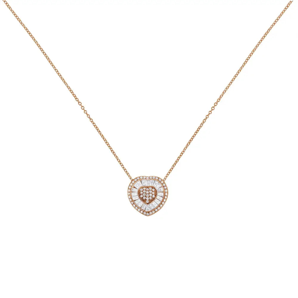 Elegance Awaits with our 10k Rose Gold Diamond Heart Pendant Necklace