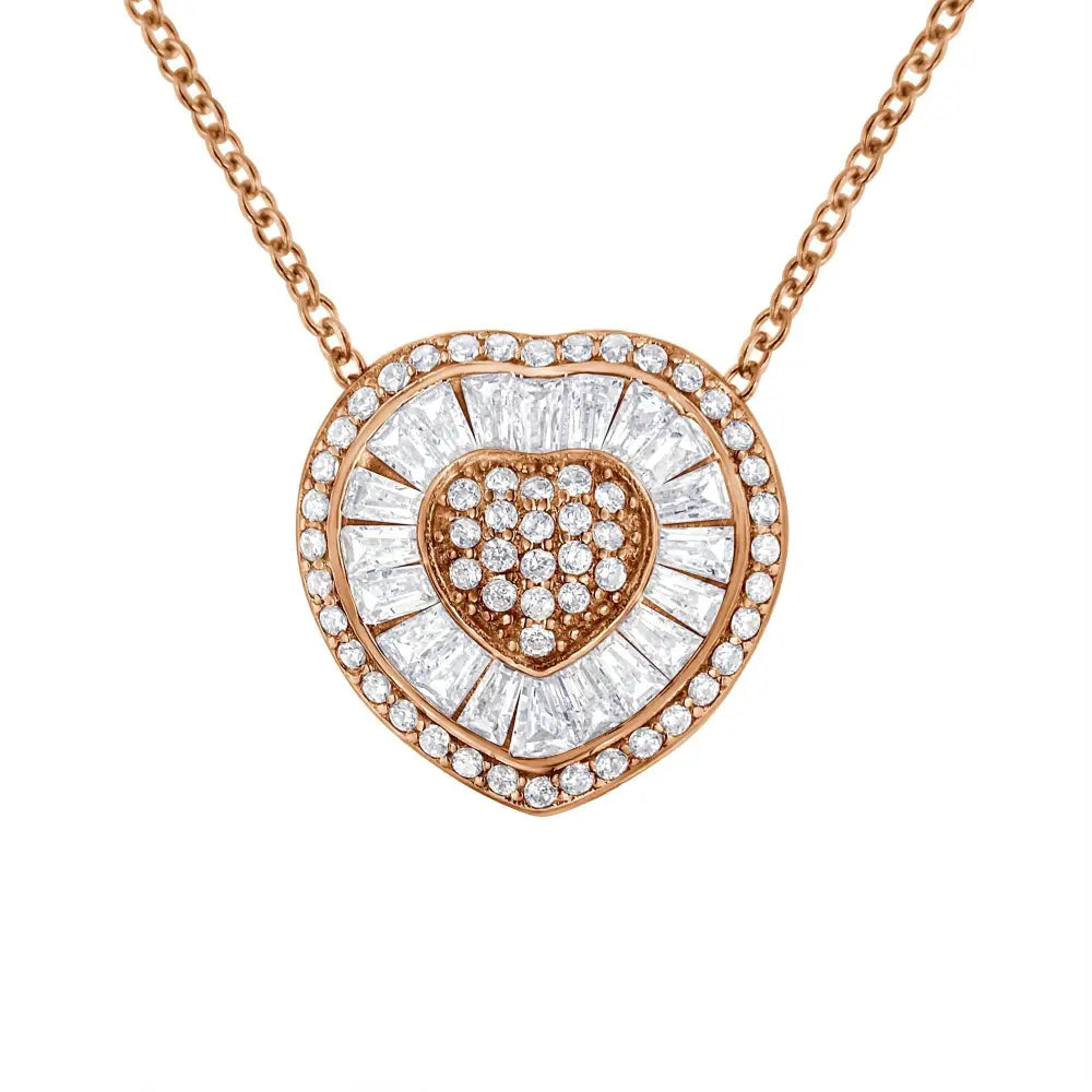 Elegance Awaits with our 10k Rose Gold Diamond Heart Pendant Necklace