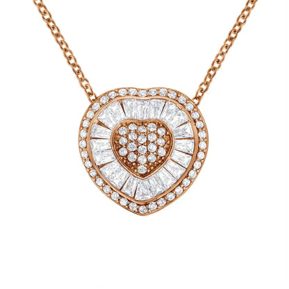 10k Rose Gold 1/2 Cttw Diamond Heart Pendant Necklace (h-i Color I1-i2 Clarity)