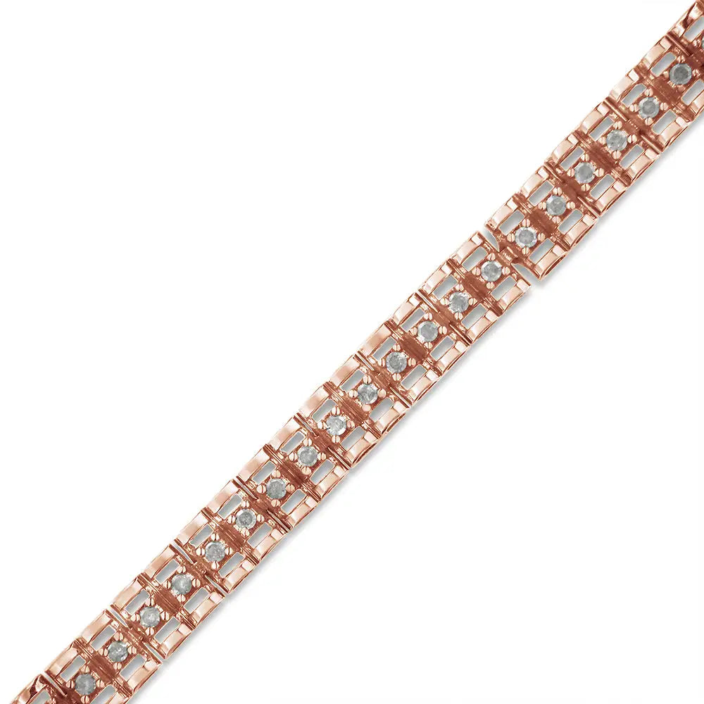 .925 Sterling Silver Diamond Double-link 7’’ Tennis Bracelet (i-j Color I3