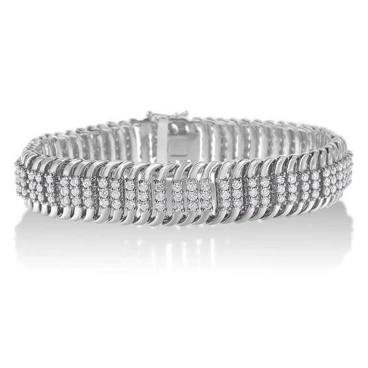 Elegance in Motion with 14k White Gold Round Brilliant Cut Tennis Bracelet