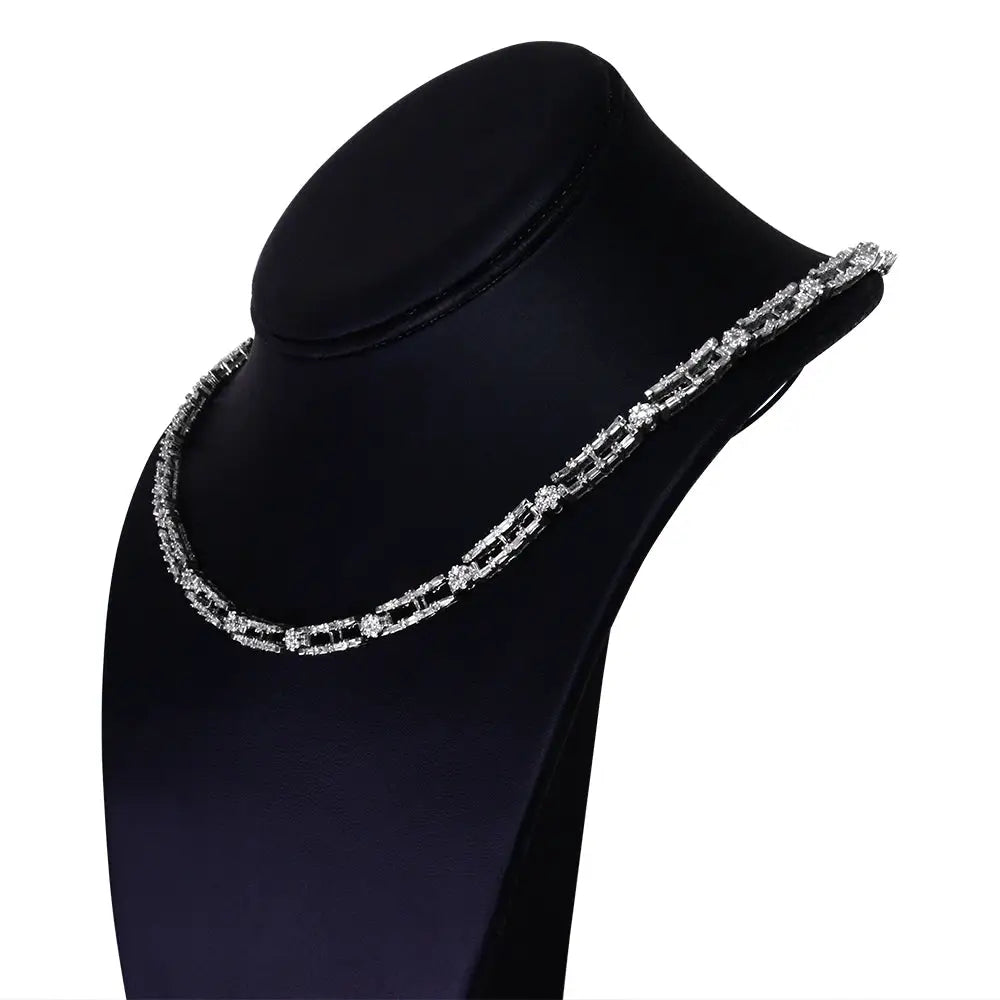 Elegance Redefined Ags Certified 14k Diamond Alternating Bar Choker Necklace