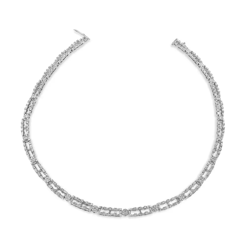 Elegance Redefined Ags Certified 14k Diamond Alternating Bar Choker Necklace