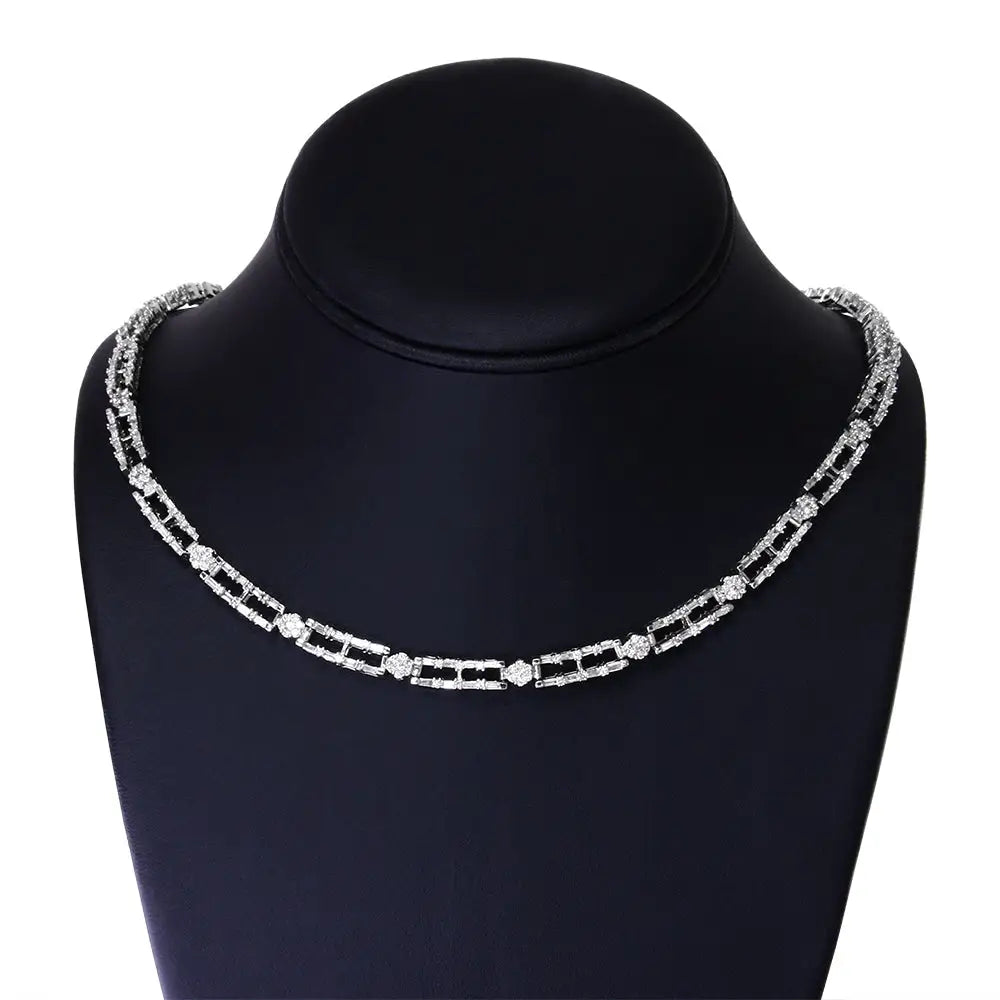 Elegance Redefined Ags Certified 14k Diamond Alternating Bar Choker Necklace