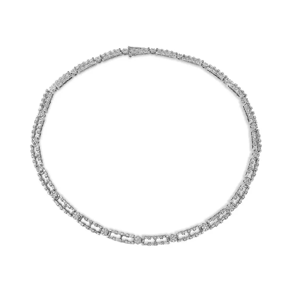 Elegance Redefined Ags Certified 14k Diamond Alternating Bar Choker Necklace