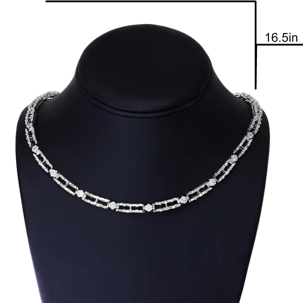 Elegance Redefined Ags Certified 14k Diamond Alternating Bar Choker Necklace