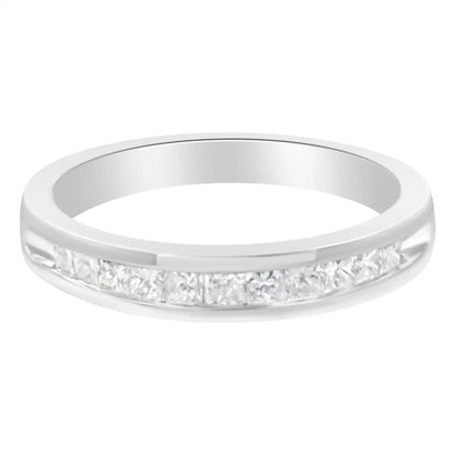 Igi Certified 1/2 Cttw Princess Cut Diamond 18k White Gold Wedding Band