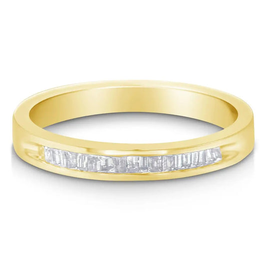 Elegance Redefined with 10k Yellow Gold Cttw Diamond Channel-set Stackable Band