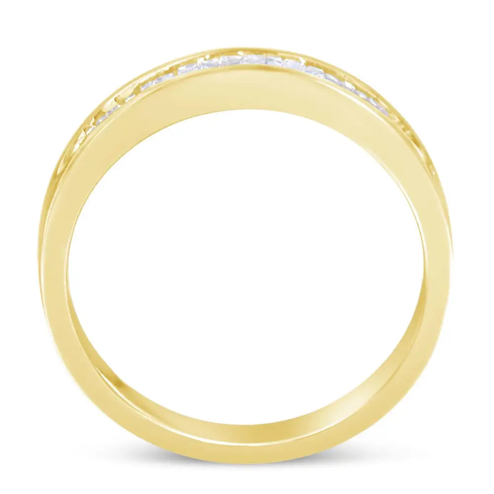 Elegance Redefined with 10k Yellow Gold Cttw Diamond Channel-set Stackable Band