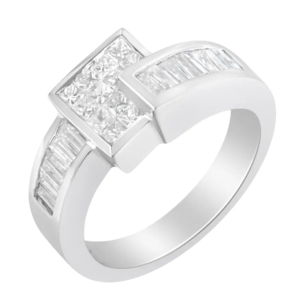 Elegance Redefined with 14k White Gold Baguette-cut Diamond Ring