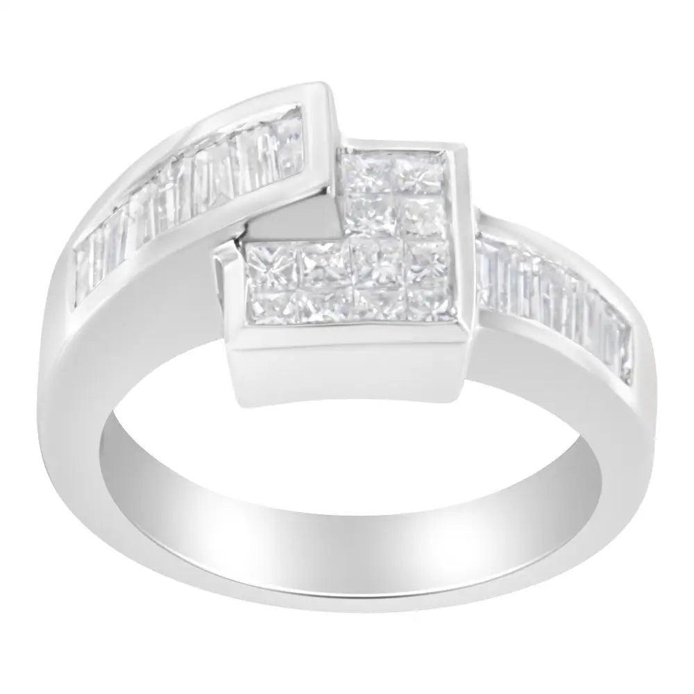 Elegance Redefined with 14k White Gold Baguette-cut Diamond Ring