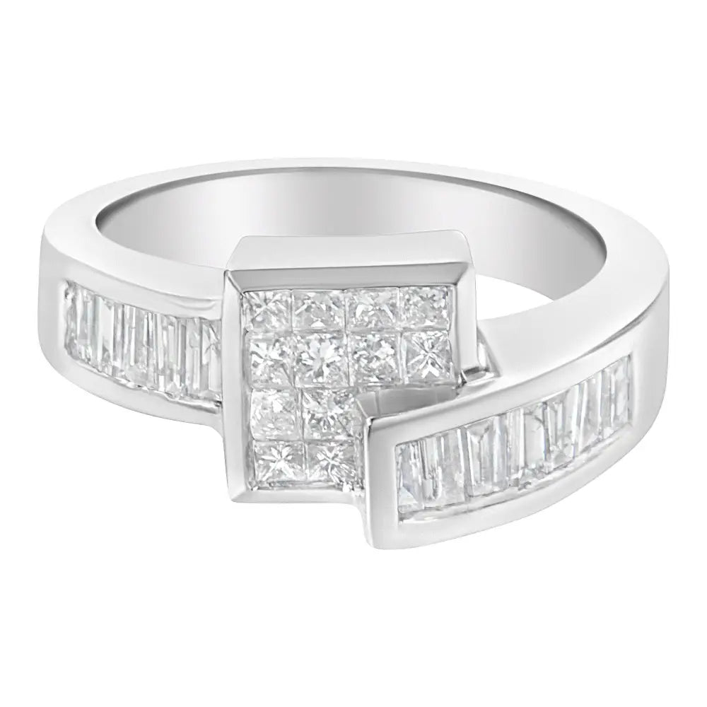 Elegance Redefined with 14k White Gold Baguette-cut Diamond Ring