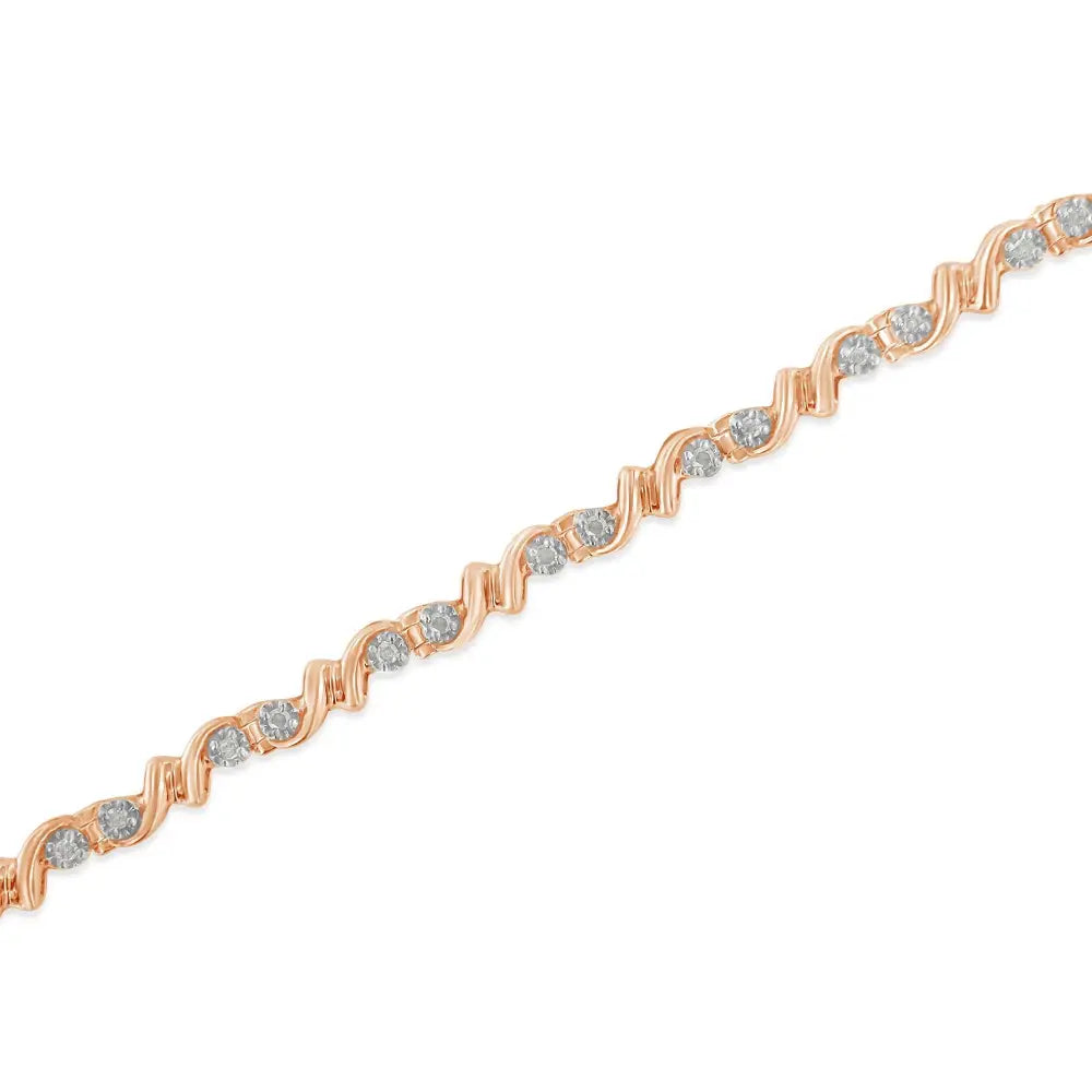 Elegance Redefined with Cttw Diamond Contoured Double Wave Tennis Bracelet