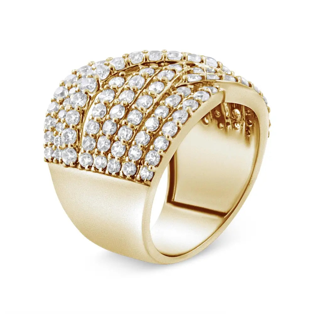 10k Yellow Gold 3.0 Cttw Diamond Eight-row Crossover Statement Band Ring