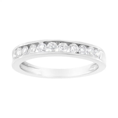 Elegant Igi Certified 10k White Gold 1/2 Cttw Diamond Band Ring for Women - 8