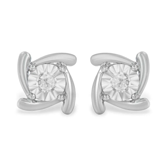 Elegance Redefined with Square Pinwheel Stud Earrings in Brilliant-cut Diamonds