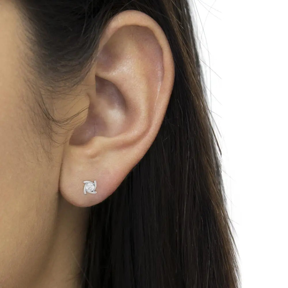 Elegance Redefined with Square Pinwheel Stud Earrings in Brilliant-cut Diamonds