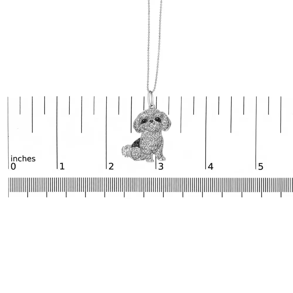 Adorable Shih Tzu Pendant Necklace –.925 Sterling Silver with Diamonds