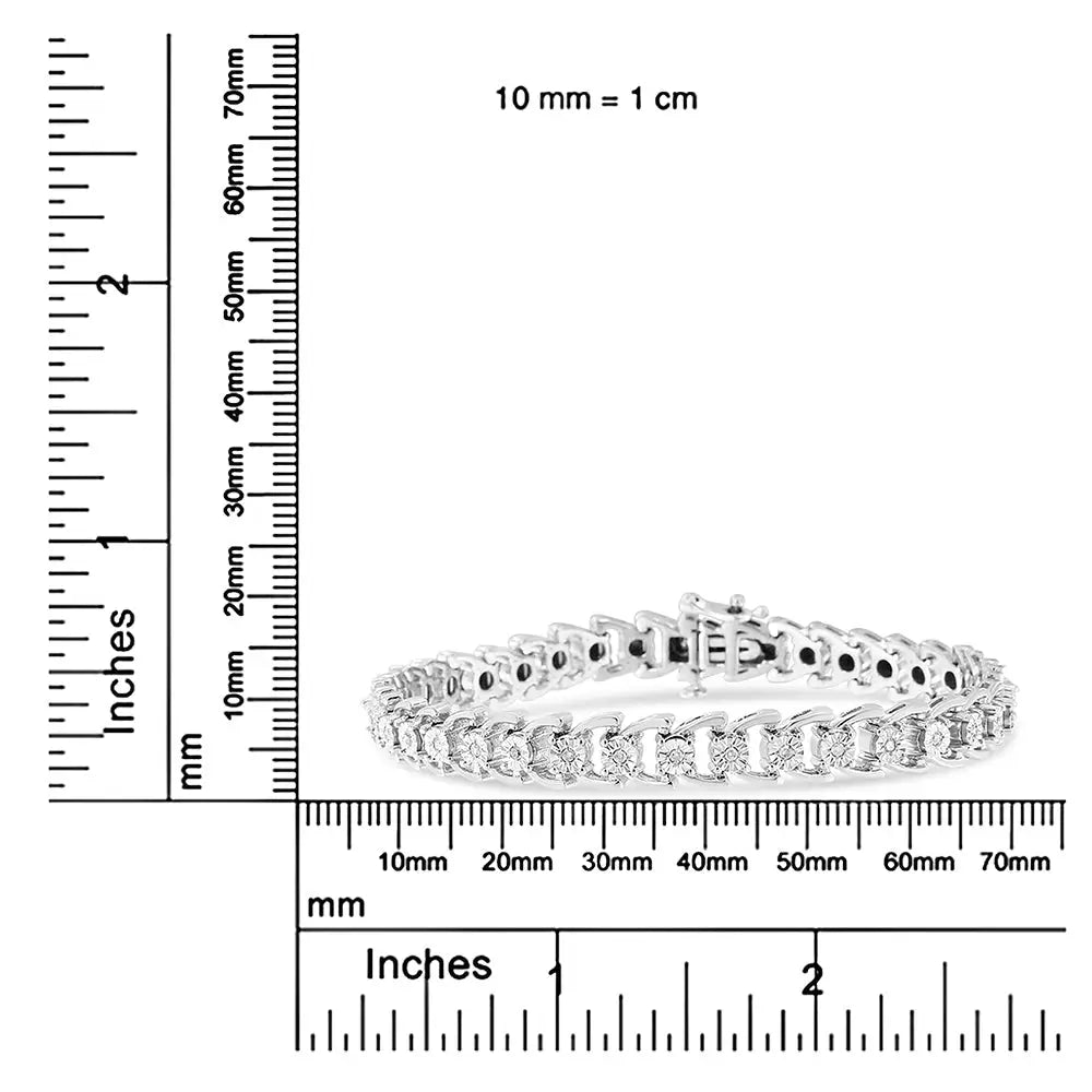 Elegance Unveiled with Sterling Silver Diamond Composite Open Bracelet