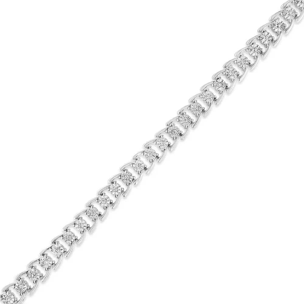 Elegance Unveiled with Sterling Silver Diamond Composite Open Bracelet