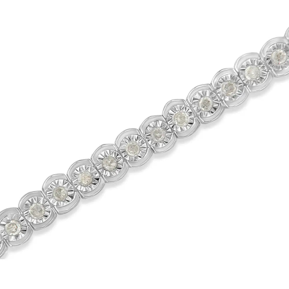 Elegant 1.0 Cttw Diamond Miracle-set Cut-circle Tennis Bracelet