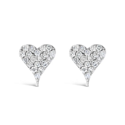 Elegant 1/10 Cttw Diamond Heart Shaped Stud Earrings in Silver