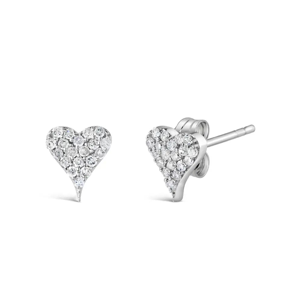 Elegant 1/10 Cttw Diamond Heart Shaped Stud Earrings in Silver