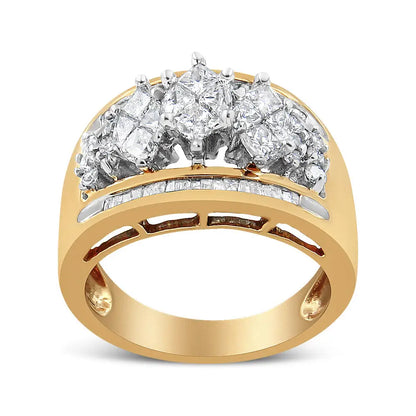 Elegant 10k Gold 1 1/2 Cttw Pear Shaped Three Stone Style Diamond Ring - 7