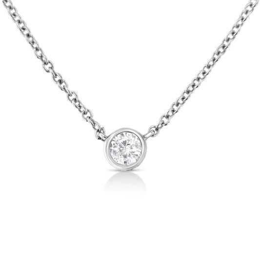 Elegant 10k Gold Bezel-set Solitaire Pendant Necklace with Diamond Carat