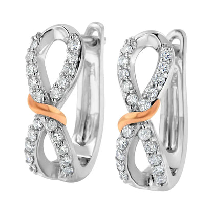 Elegant 10k Gold Ribbon Hoop Earrings with Cttw Diamond Infinite Styling