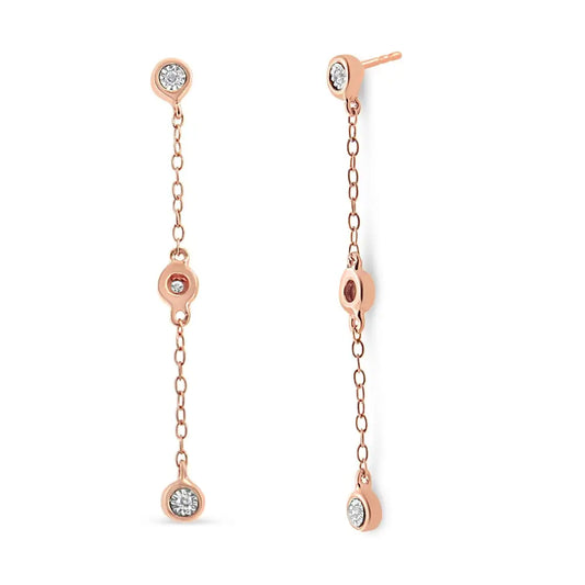 Elegant 10k Rose Gold Cttw Diamond Dangle Earrings for Every Occasion