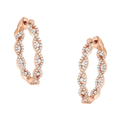 Elegant 10k Rose Gold Diamond Hoop Earrings for Timeless Appeal