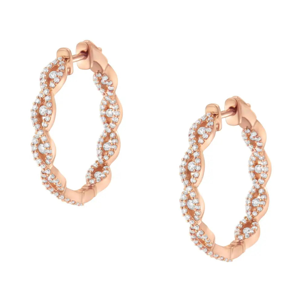 Elegant 10k Rose Gold Diamond Hoop Earrings for Timeless Appeal