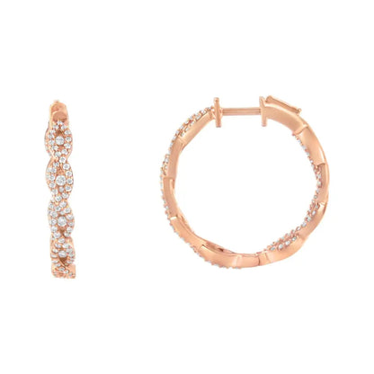 Elegant 10k Rose Gold Diamond Hoop Earrings for Timeless Appeal