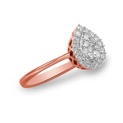 Elegant 10k Rose Gold Diamond Pear Promise Ring for Cherished Moments