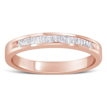 Elegant 10k Rose Gold Stackable Band Ring with Cttw Diamond Channel-set