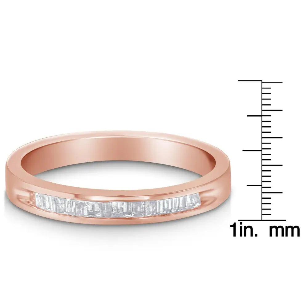 Elegant 10k Rose Gold Stackable Band Ring with Cttw Diamond Channel-set