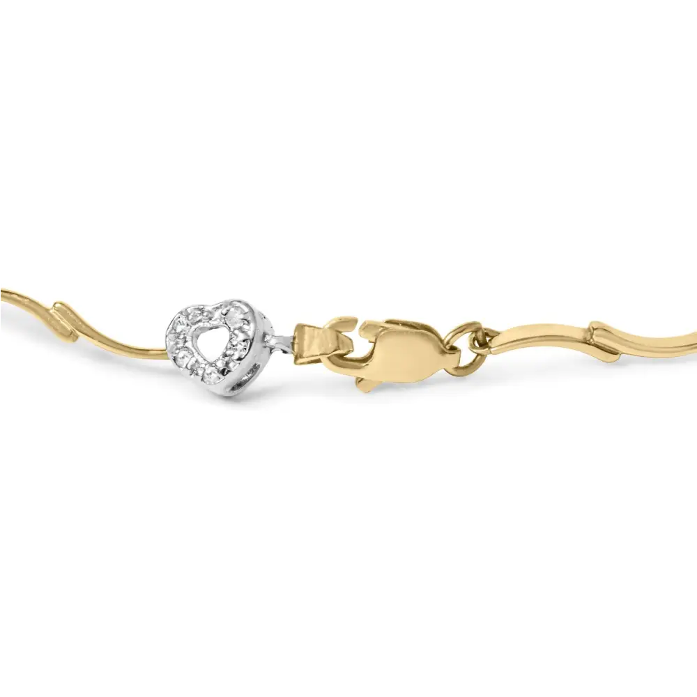 Elegant 10k Two-tone Gold Cttw Diamond Pave Set Heart Bracelet