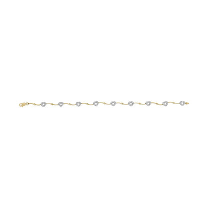 Elegant 10k Two-tone Gold Cttw Diamond Pave Set Heart Bracelet