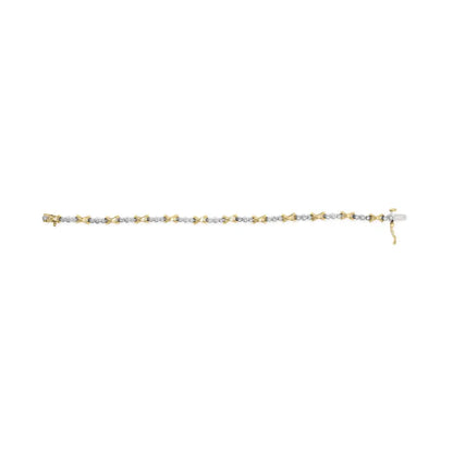 Elegant 10k Two-tone Gold X-link 7’’ Bracelet with Cttw Diamond Alternating