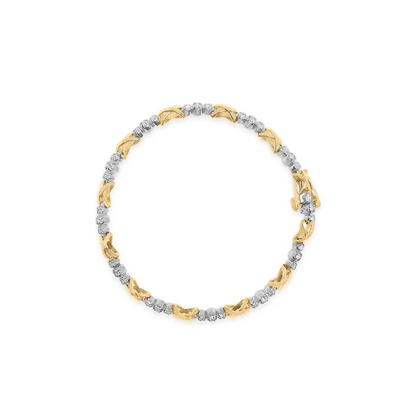 Elegant 10k Two-tone Gold X-link 7’’ Bracelet with Cttw Diamond Alternating