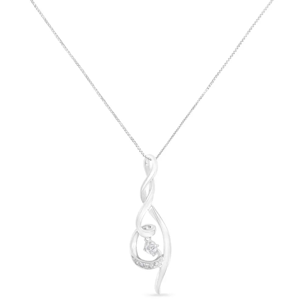 Elegant 10k White Gold Cttw Diamond Swirl Pendant Necklace