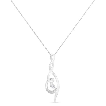 Elegant 10k White Gold Cttw Diamond Swirl Pendant Necklace