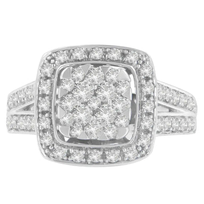 Elegant 10k White Gold Diamond Cluster Ring for Timeless Sophistication