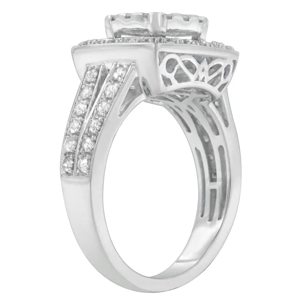 Elegant 10k White Gold Diamond Cluster Ring for Timeless Sophistication