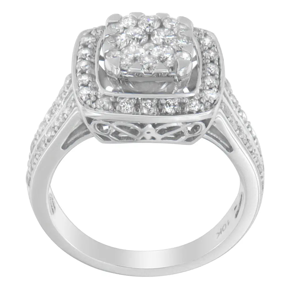 Elegant 10k White Gold Diamond Cluster Ring for Timeless Sophistication