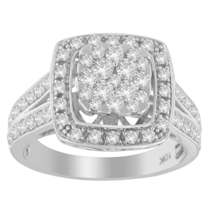 Elegant 10k White Gold Diamond Cluster Ring for Timeless Sophistication