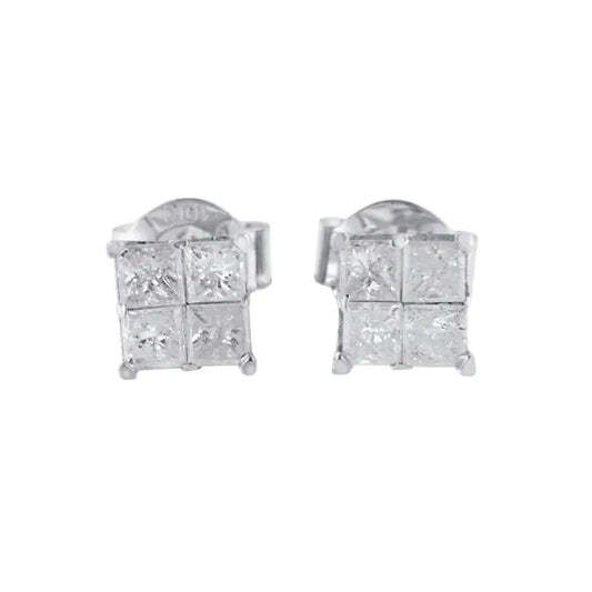 Elegant 10k White Gold Diamond Stud Earrings with Brilliant Clarity