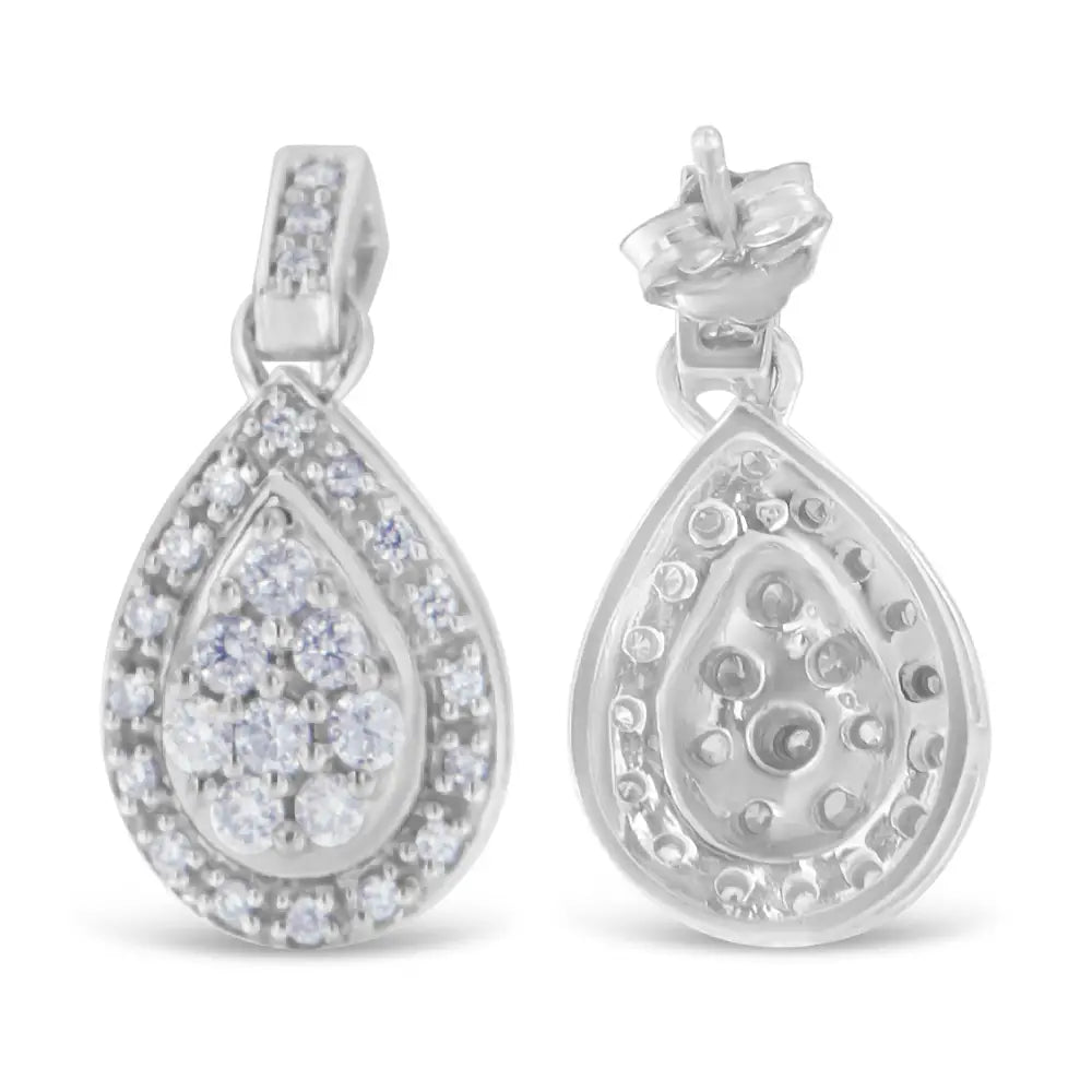 Elegant 10k White Gold Round Cut Diamond Earrings Exquisite Brilliance