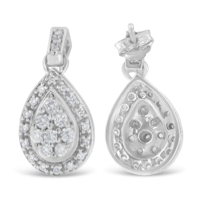 Elegant 10k White Gold Round Cut Diamond Earrings Exquisite Brilliance